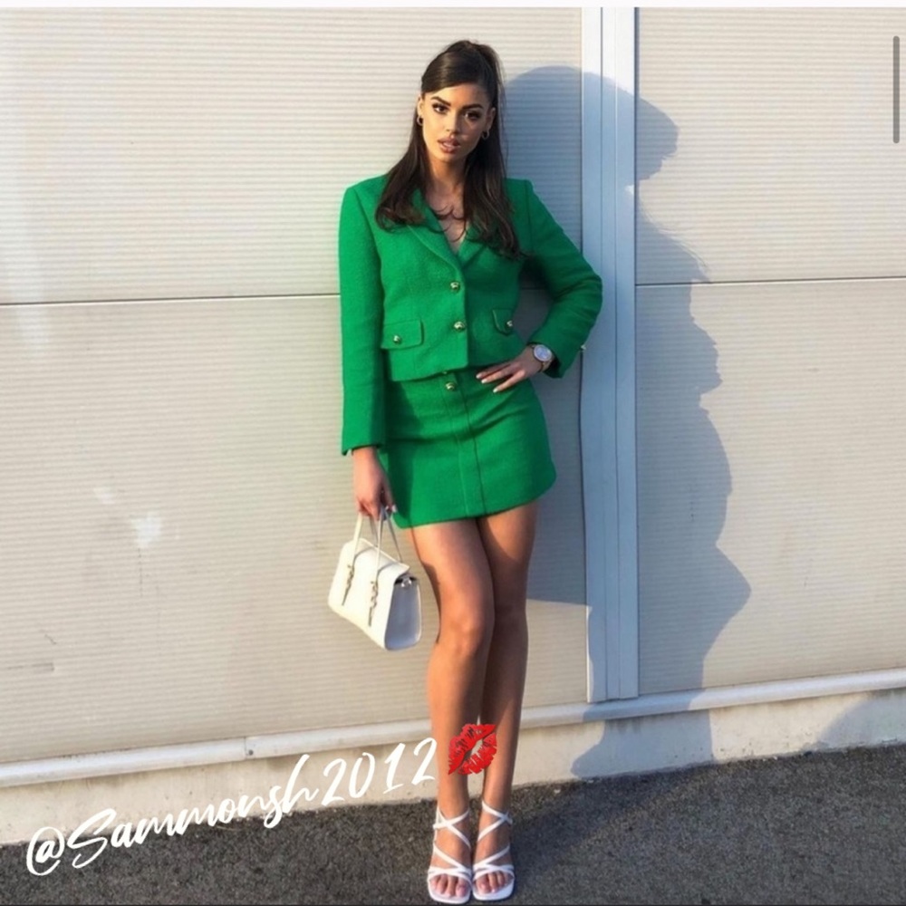 ZARA TEXTURED FITTED CROP BLAZER - Picture 10 of 15